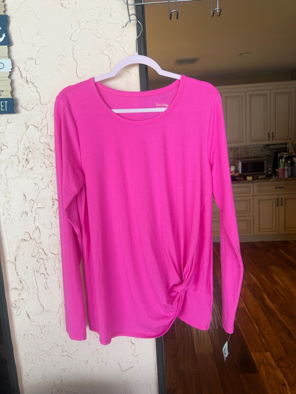 Lilly Pulitzer Bright Pink Long Sleeve Knot Hem Tee